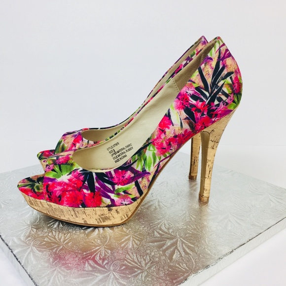 Charles Albert Sze 9 Heels Shoes Printed Floral - Picture 4 of 8